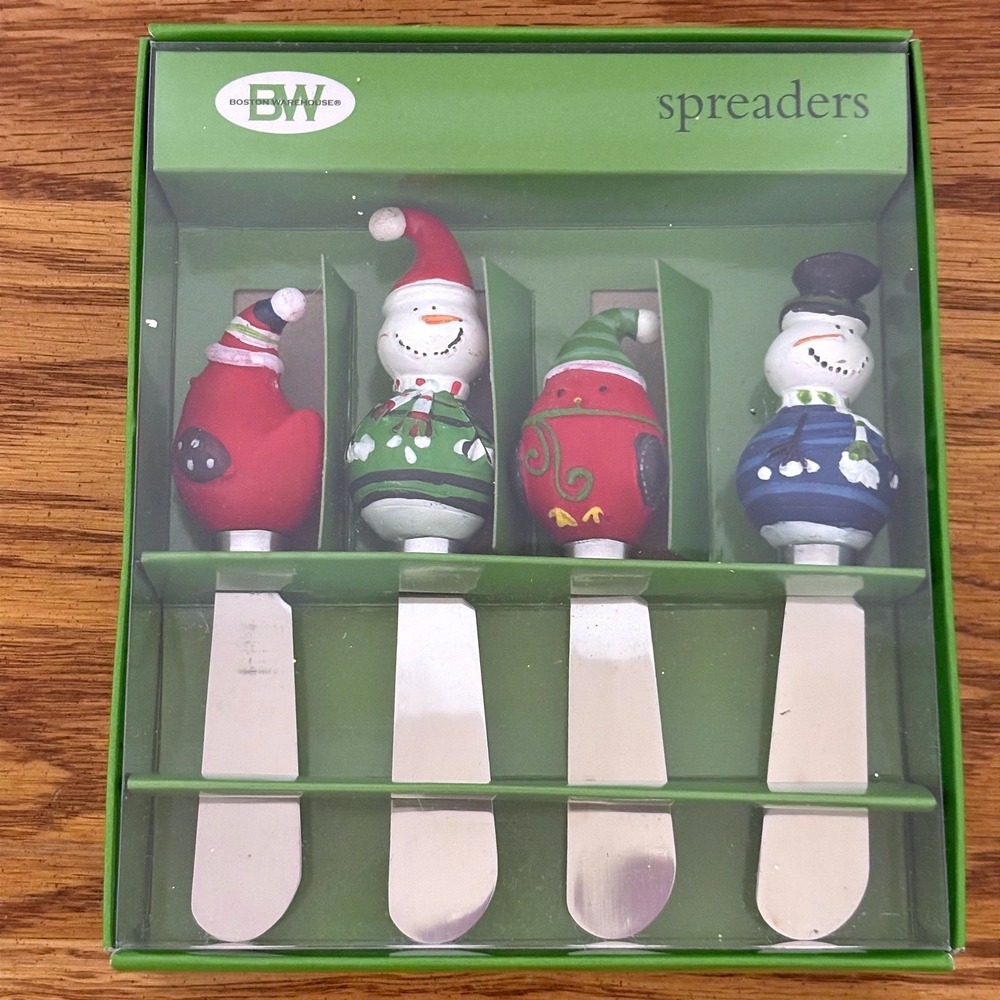 Boston Warehouse  Snowman Spreader Set 4pc Stainless Steel Christmas